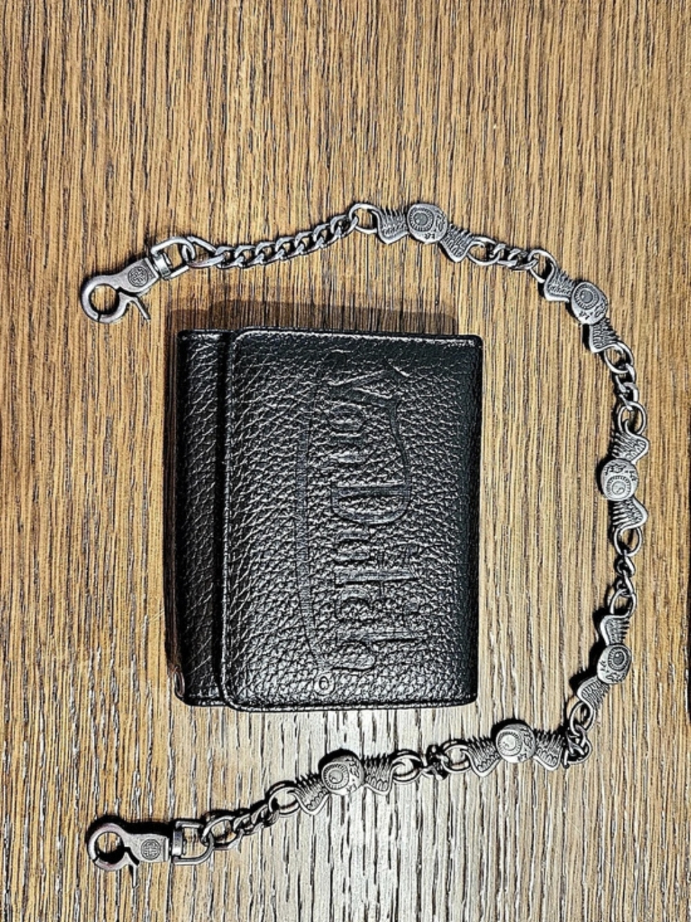 Von Dutch Black Vegan Leather Chain Wallet Flying Eyeball NWT